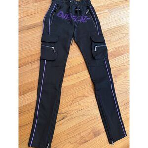 NWT Guapi Men's Overseaz Black Track Pants Purple Rhinestone Size 28 [jb]